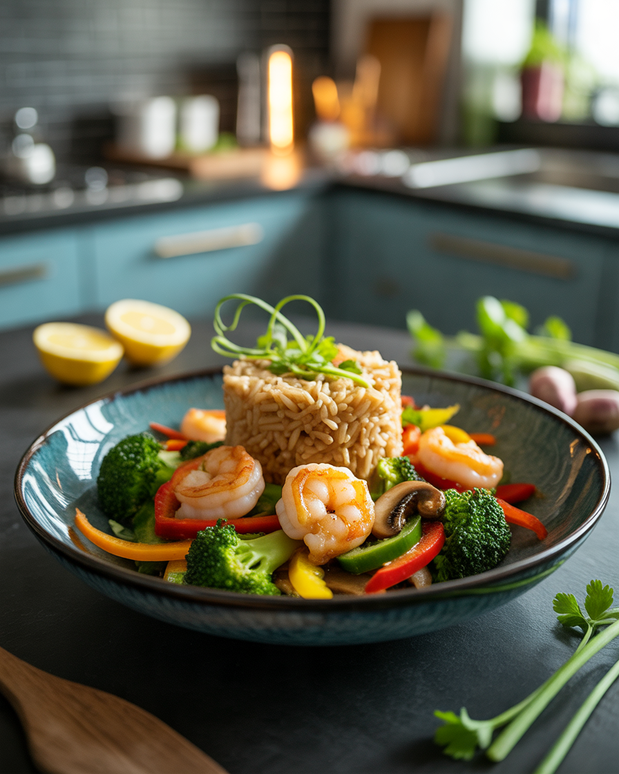 Shrimp-and-Vegetable-Stir-Fry-With-Brown-Rice