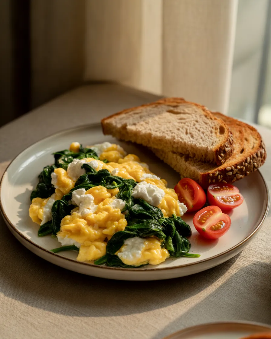 Spinach-and-Cottage-Cheese-Scrambled-Eggs