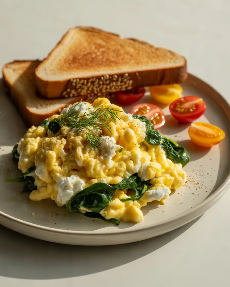 Spinach-and-Cottage-Cheese-Scrambled-Eggs