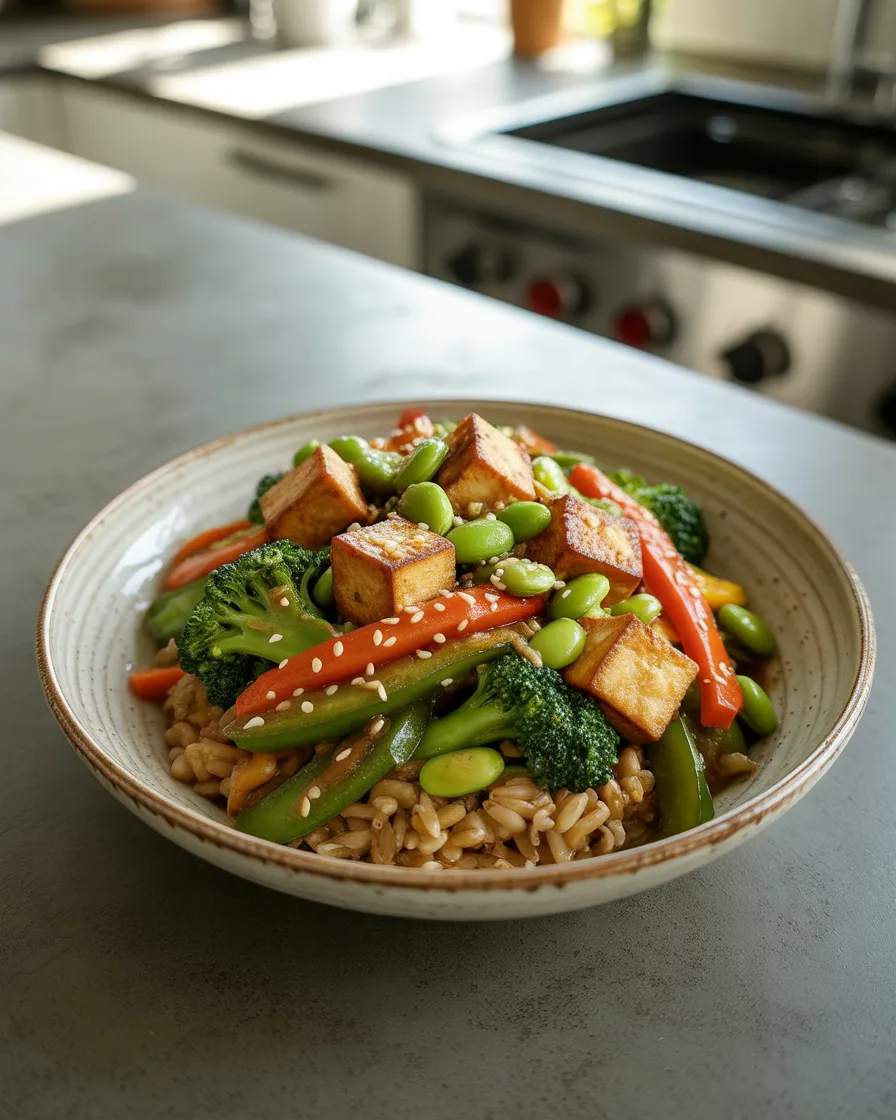 Tofu-and-Edamame-Stir-Fry-With-Brown-Rice