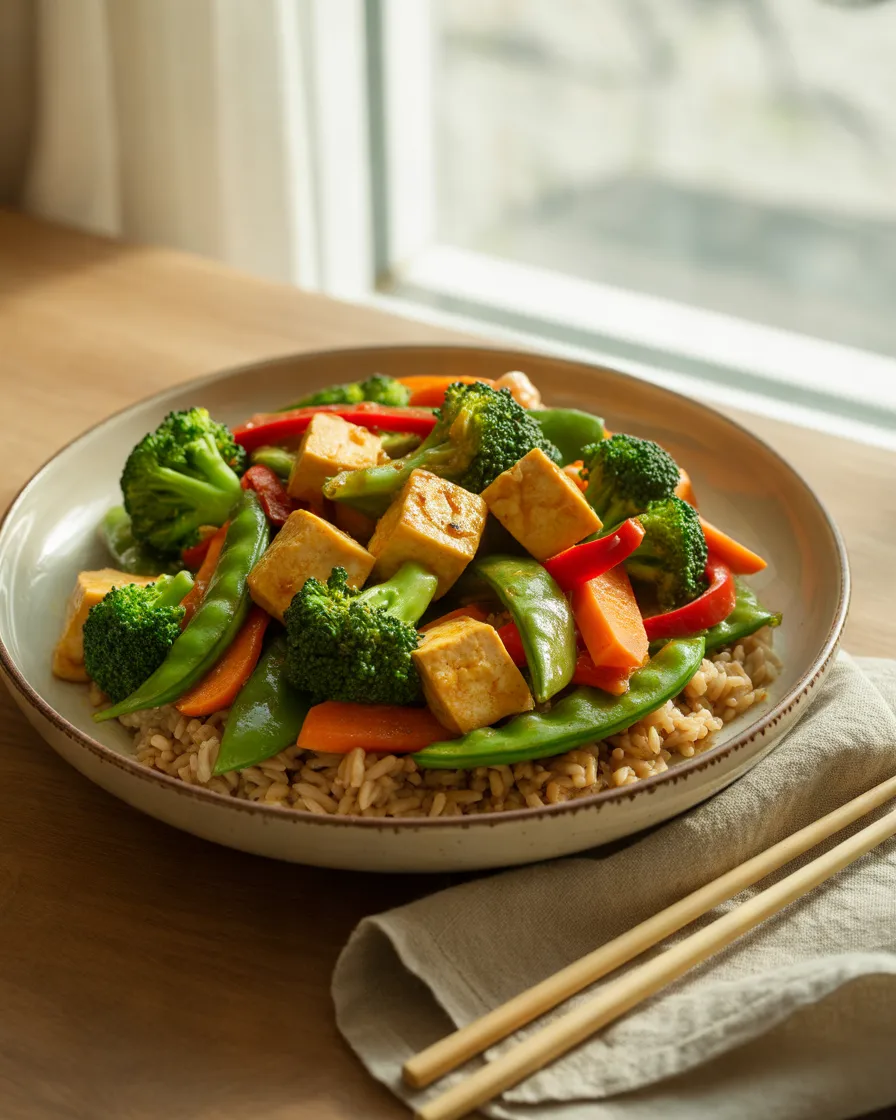 Tofu-and-Vegetable-Stir-Fry-with-Brown-Rice