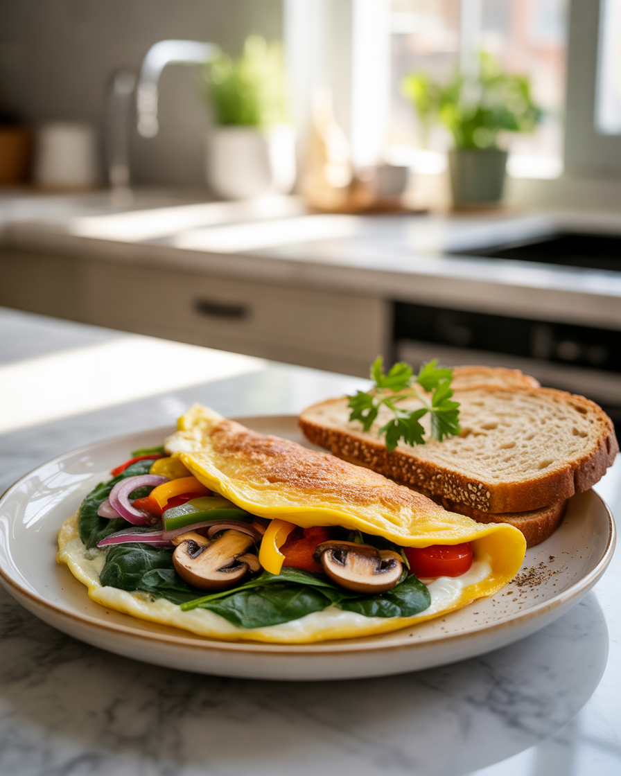 Vegetable-Egg-White-Omelet-With-Whole-Grain-Toast
