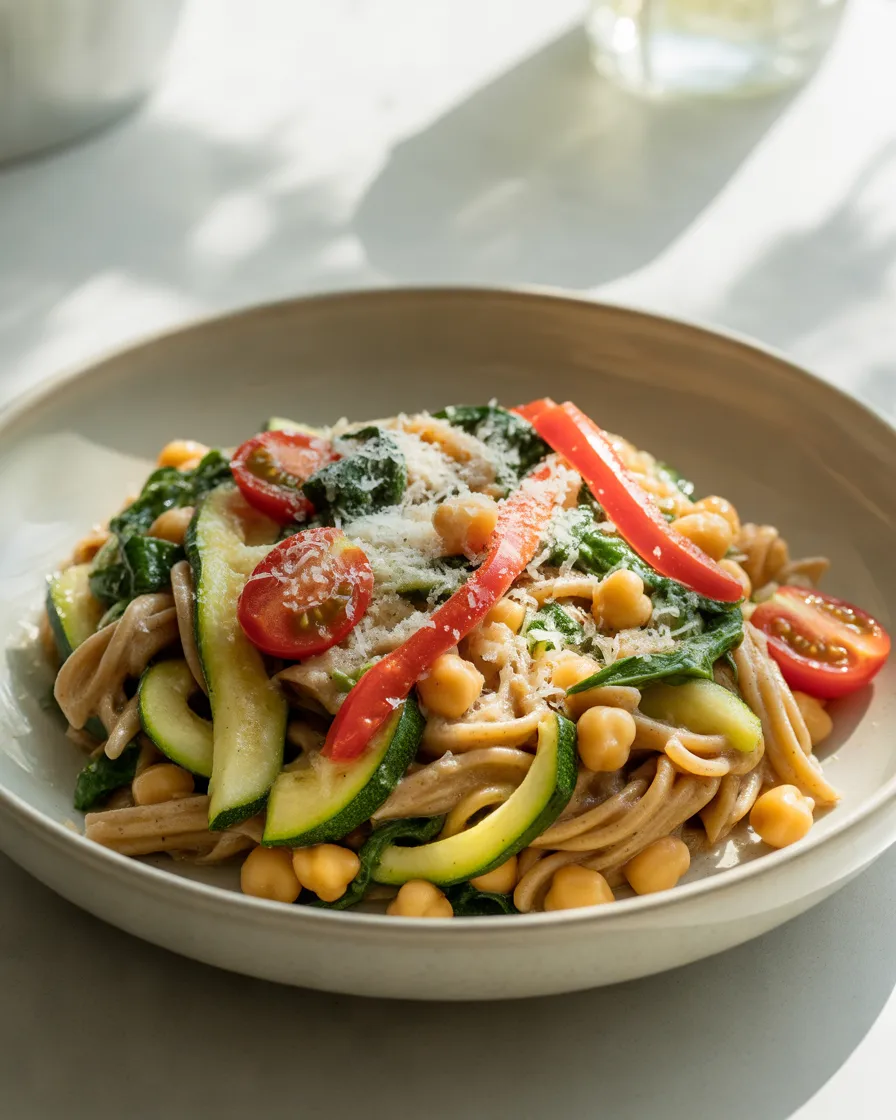 Whole-Wheat-Pasta-Primavera-with-Chickpeas