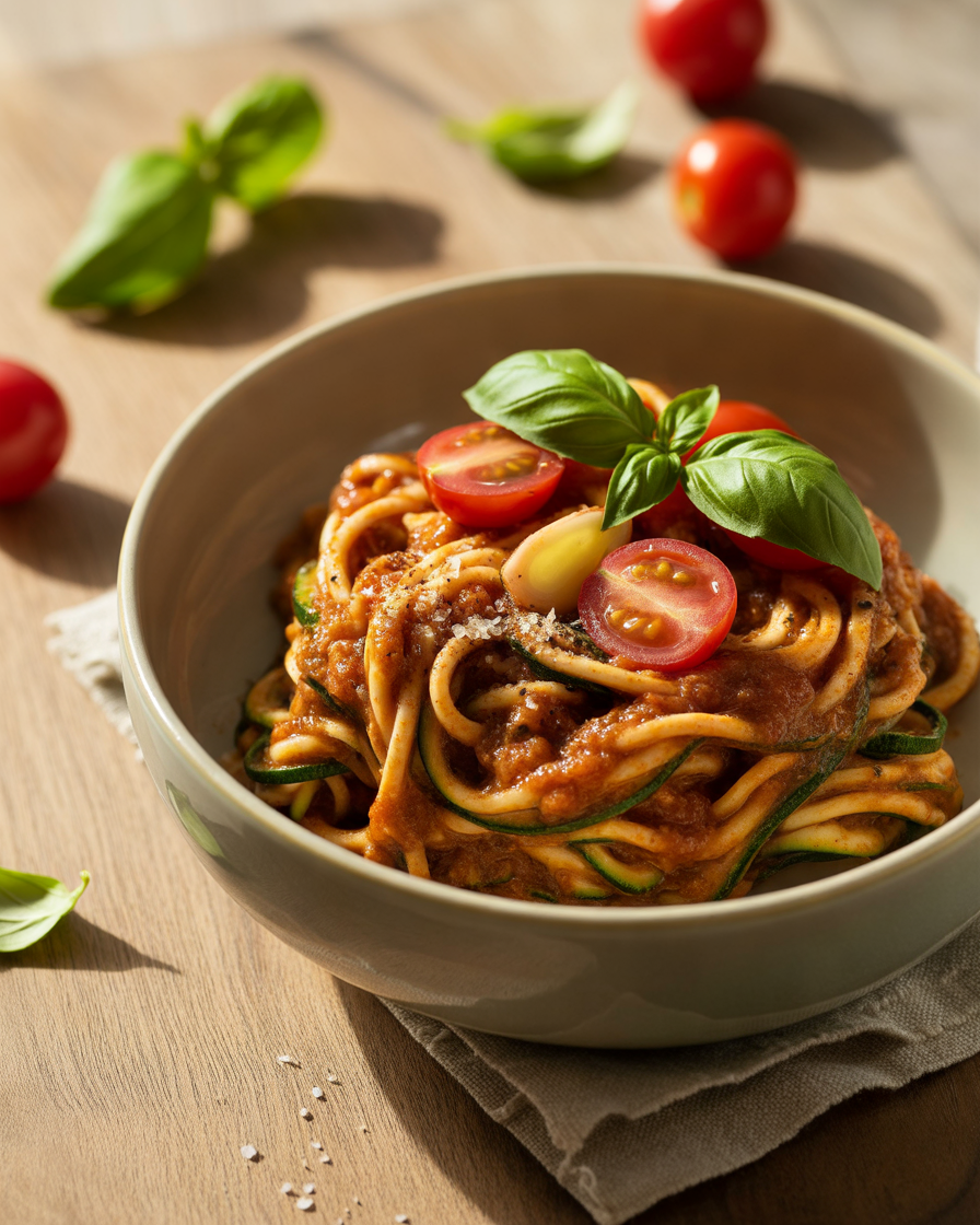 Zucchini-Noodles-With-Tomato-Garlic-Sauce-A-Light-Low-Calorie-Dinner-Recipe